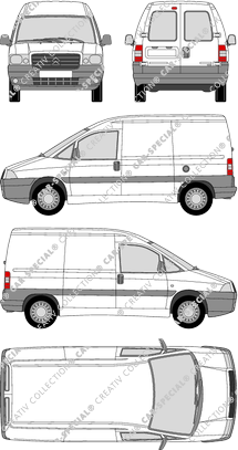 Citroën Jumpy, furgone, empattement court, vitre arrière, Rear Wing Doors, 1 Sliding Door (2004)