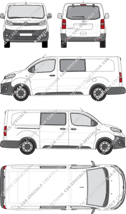 Citroën Jumpy, fourgon, XL, Heck verglast, double cabine, Rear Flap, 1 Sliding Door (2016)