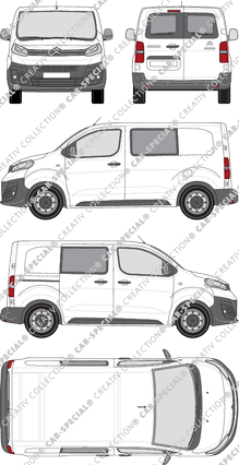 Citroën Jumpy, van/transporter, XS, rear window, double cab, Rear Wing Doors, 1 Sliding Door (2016)