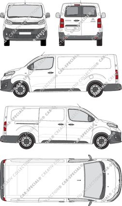 Citroën Jumpy, van/transporter, XL, rear window, Rear Wing Doors, 1 Sliding Door (2016)