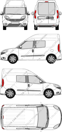 Fiat Doblò Cargo, Cargo, 2 Seitenfenster, Kastenwagen, L1H2, Heck verglast, Doppelkabine, Rear Wing Doors (2015)