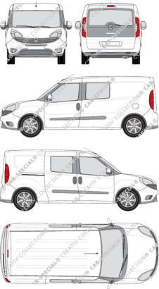 Fiat Doblò Cargo Maxi, Cargo Maxi, 2 Seitenfenster, Kastenwagen, L2H1, Heck verglast, Doppelkabine, Rear Flap, 1 Sliding Door (2015)