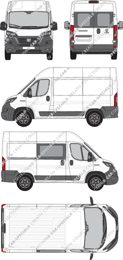 Fiat Ducato, Kastenwagen, L1H2, Heck verglast, rechts teilverglast, Rear Wing Doors, 1 Sliding Door (2021)