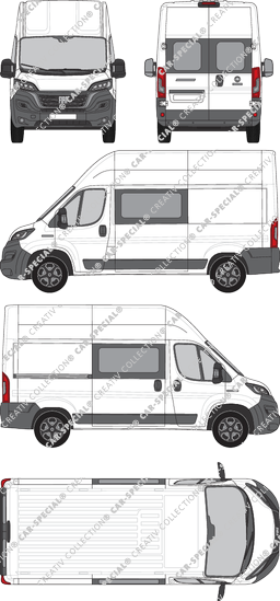 Fiat Ducato, van/transporter, L2H3, rear window, double cab, Rear Wing Doors, 1 Sliding Door (2021)