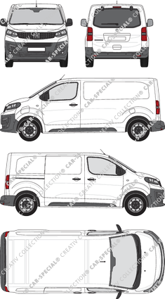 Fiat E-Scudo, fourgon, L2 Mittel, Heck verglast, Rear Flap, 1 Sliding Door (2022)