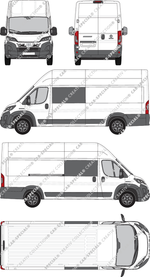 Fiat Ducato, furgón, L4H3, cabina doble, Rear Wing Doors, 1 Sliding Door (2024)