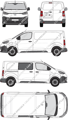 Fiat E-Scudo, van/transporter, L2 Mittel, teilverglast rechts, Rear Wing Doors, 1 Sliding Door (2024)