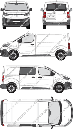 Fiat E-Scudo, van/transporter, L2 Mittel, teilverglast rechts, Heck vergl., Rear Wing Doors, 1 Sliding Door (2024)