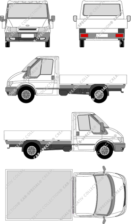 Ford Transit, K, catre, paso de rueda corto, cabina individual (2000)