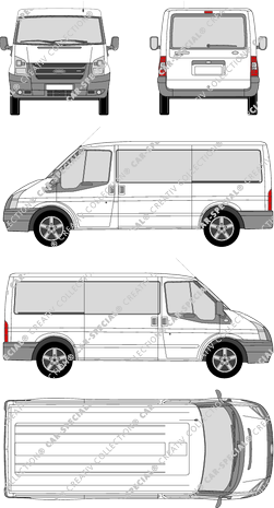 Ford Transit, minibus, medium wheelbase, Rear Flap, 2 Sliding Doors (2006)