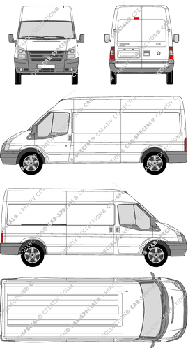 Ford Transit, van/transporter, medium roof, long wheelbase, Rear Wing Doors, 1 Sliding Door (2006)