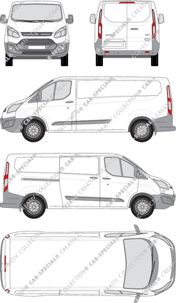 Ford Transit Custom, Kastenwagen, L2, Rear Wing Doors, 1 Sliding Door (2012)