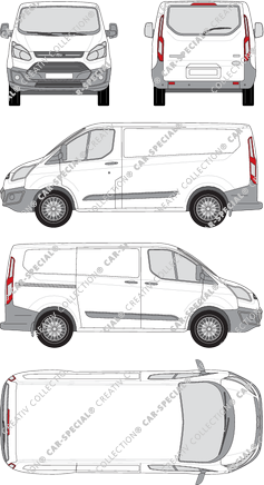 Ford Transit Custom, van/transporter, L1, rear window, Rear Flap, 1 Sliding Door (2012)