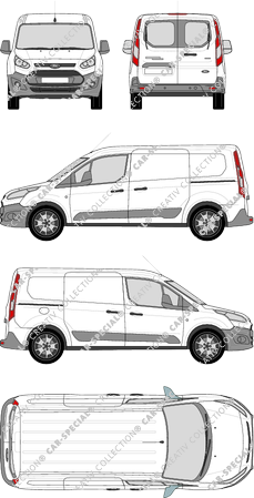 Ford Transit Connect, van/transporter, L2, rear window, Rear Wing Doors, 2 Sliding Doors (2013)