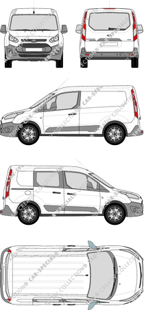 Ford Transit Connect, Kastenwagen, L1, Heck verglast, rechts teilverglast, Rear Flap, 1 Sliding Door (2013)