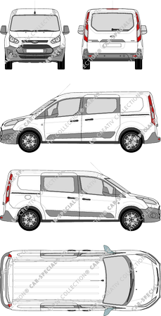 Ford Transit Connect, Kastenwagen, L2, Heck verglast, Doppelkabine, Rear Flap, 2 Sliding Doors (2013)
