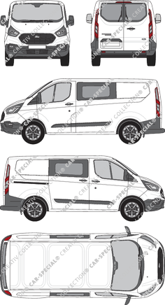 Ford Transit Custom, Kastenwagen, L1H1, Heck verglast, Doppelkabine, Rear Wing Doors, 1 Sliding Door (2018)