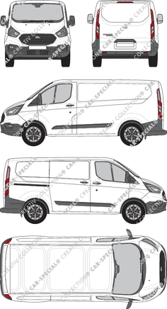 Ford Transit Custom, Kastenwagen, L1H1, Rear Flap, 1 Sliding Door (2018)