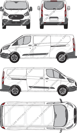 Ford Transit Custom, Kastenwagen, L2H1, Heck verglast, Rear Flap, 2 Sliding Doors (2018)