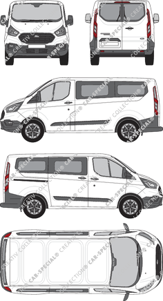 Ford Transit Custom, microbús, L1H1, Rear Wing Doors, 1 Sliding Door (2018)