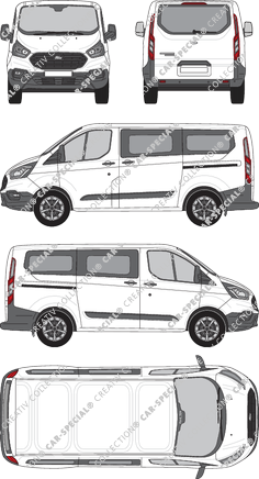 Ford Transit Custom, Kleinbus, L1H1, Rear Flap, 2 Sliding Doors (2018)