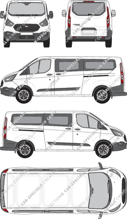 Ford Transit Custom, Kleinbus, L2H1, Rear Flap, 2 Sliding Doors (2018)