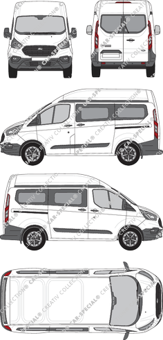 Ford Transit Custom, Kleinbus, L1H2, Rear Wing Doors, 2 Sliding Doors (2018)