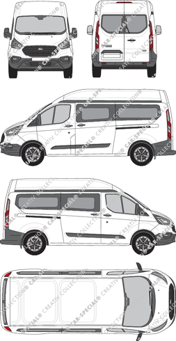 Ford Transit Custom, Kleinbus, L2H2, Rear Wing Doors, 2 Sliding Doors (2018)