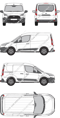 Ford Transit Connect, van/transporter, L1, rear window, Rear Flap, 1 Sliding Door (2018)