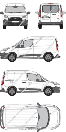 Ford Transit Connect, van/transporter, L1, rear window, Rear Wing Doors, 1 Sliding Door (2018)