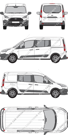 Ford Transit Connect, Kastenwagen, L2, Heck verglast, Doppelkabine, Rear Flap, 2 Sliding Doors (2018)