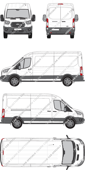 Ford Transit, van/transporter, L3H2, Rear Wing Doors, 1 Sliding Door (2019)
