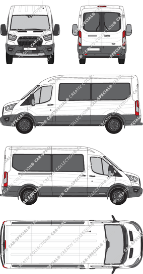 Ford Transit Trail, camionnette, L3H2, Rear Wing Doors, 1 Sliding Door (2020)