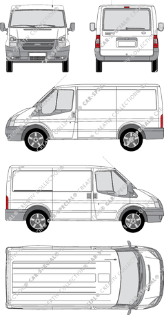 Ford Transit, furgón, paso de rueda corto, Rear Flap, 1 Sliding Door (2006)