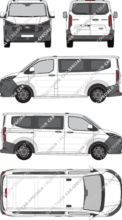 Ford Transit Custom, Kleinbus, L1H1, Rear Wing Doors, 1 Sliding Door (2023)