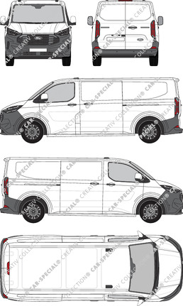 Ford Transit Custom, Kastenwagen, L2H1, Rear Wing Doors, 2 Sliding Doors (2023)