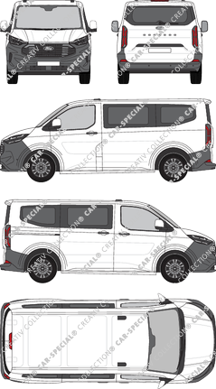 Ford Transit Custom, Kleinbus, L1H1, Rear Flap, 1 Sliding Door (2023)