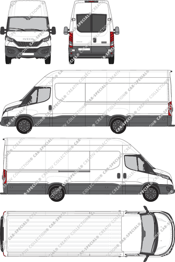 Iveco Daily, Kastenwagen, Dachhöhe 3, Radstand 4100L, Heck verglast, Rear Wing Doors, 1 Sliding Door (2021)