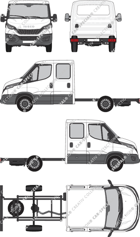 Iveco Daily, Fahrgestell für Aufbauten, Radstand 3450, Doppelkabine (2021)