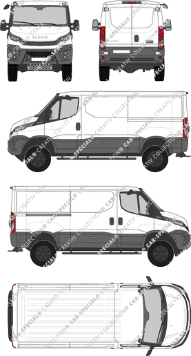 Iveco Daily 4x4, Kastenwagen, H1, Radstand 3595, Rear Wing Doors, 1 Sliding Door (2021)