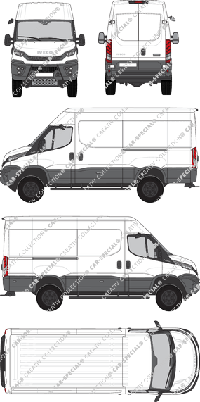 Iveco Daily 4x4, Kastenwagen, H2, Radstand 3595L, Rear Wing Doors, 2 Sliding Doors (2021)