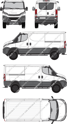 Iveco Daily 4x4, Kastenwagen, H1, Radstand 3595, Heck verglast, Rear Wing Doors, 2 Sliding Doors (2021)