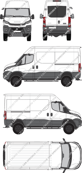 Iveco Daily 4x4, Kastenwagen, H2, Radstand 3595, Heck verglast, Rear Wing Doors, 2 Sliding Doors (2021)