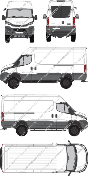 Iveco Daily 4x4, Kastenwagen, H2, Radstand 3595L, Heck verglast, Rear Wing Doors, 2 Sliding Doors (2021)