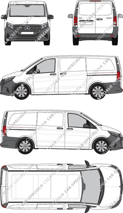 Mercedes-Benz Vito, Kastenwagen, lang, Rear Wing Doors, 2 Sliding Doors (2024)