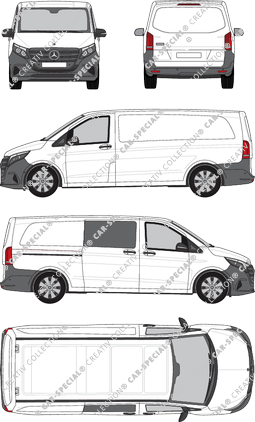 Mercedes-Benz Vito, furgón, especialmente largo, teilverglast rechts, Rear Flap, 1 Sliding Door (2024)