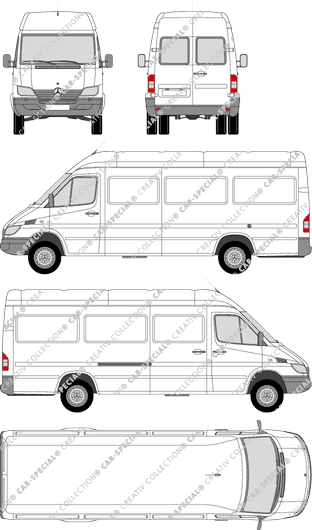 Mercedes-Benz Sprinter 4,6 t, 4,6 t, Kastenwagen, Hochdach, Radstand lang, Heck verglast, 1 Sliding Door (2002)