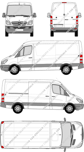 Mercedes-Benz Sprinter, Kastenwagen, Standard, Rear Wing Doors, 1 Sliding Door (2009)