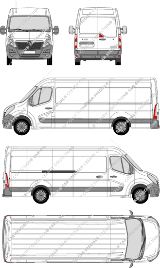 Opel Movano, RWD, Kastenwagen, L4H2, Rear Wing Doors, 1 Sliding Door (2010)