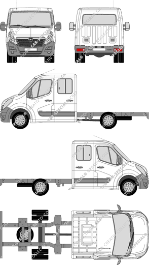 Opel Movano Zwillingsbereifung, Zwillingsbereifung, Fahrgestell für Aufbauten, L3H1, Doppelkabine (2010)